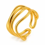 Layered Open Cuff Ring for Women – Gold Finish